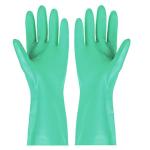 ETS Handpro 13 Inches long Reusable Nitrile Chemical Acid Resistant Rubber Hand Gloves for Industrial Safety Janitorial Construction Gardening Kitchen Cleaning Dish Washing Gloves (Large, 10)
