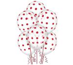 AMFIN 12 Inch (Pack of 30) Polka Dot Birthday Party Balloons - White, red dot