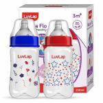 Luv Lap Anti-Colic Wide Neck Natura Flo Baby Feeding Bottle, 250ml (Pack of 2), New Born/Infants/Toddler Upto 3 Years, Stars, BPA Free