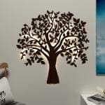 Euro Crystal Glowing Tree Backlit wall Art / Night Light, Walnut Finish