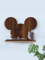 Home Sparkle Dark Brown Mickey Mouse MDF Wall Mounted Floating Shelf 10.5 x 5 x 7.5 inch