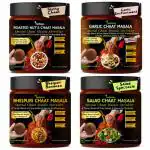 Herbexo Chaat Masala Global Bite Quartet: Garlic Enchantment+Salad Spectacle+Bhelpuri Bonanza+Nutty Chaat (50 Gram each)
