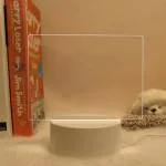 Inditradition 3D Acrylic Creative Message Board with LED Light Base Holder, with Writing Pen & Cloth (Transparent, Square Shape, 6x6 Inches)