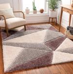 Hitex Carpet Polyester Grey Multi Handmade 3D Edge Collection Silk Touch Rug - 4 X 4
