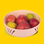 10Club Premium Plastic Fruit Basket | Round, Durable | Peach