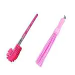 ShopiMoz Plastic Wash Basin/Toilet Seat Cleaning Brush + Broom(Multicolour)-Pack of 2