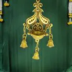 pujaNpujari Brass Wall Hanging Diya with Bells for Living Room and Home Decor