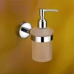 Easyhome Furnish 304 Stainless Steel Stand and Glass Liquid Soap Dispenser for bathroom Handwash dispenser bottle for washbasin