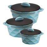 SELVEL Stainless steel Diamond Hot n Fresh Casserole (650, 1180, 1800 ml , Blue ) - Set of 3