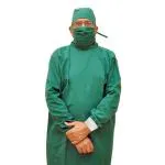 Care View Reusable & Washable Cotton Plain Weave Surgical Gown With Cotton Mask & Cap, Closed Back ,Knitted Cuff and Lint resistance(Green)