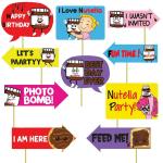 Festiko 10 Pieces Nutella Birthday Theme Photo Booth Props For Kids, Theme Birthday Party PhotoBooth Props And PhotoBooth Of Different Birthday Themes (Nutella Birthday Props)
