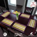 ORRIC River Grass Handcrafted Heat Resistant Dining Table Mats (Purple, 6 PLACEMATS)