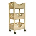 LEOPAX 3 Layer Stackable Storage Bins Basket for Kitchen Fruit Vegetable, Office Utility Tools, Bathroom Bedroom Laundry Organizer Shelf with Wheels - Ivory (45 x 30 x 85cm)