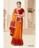 V TEX SAREES Georgette Bandhani Saree For Women With Blouse -Red