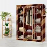 BE MODERN 10 Shelves Wall Panel Print Carbon Steel Collapsible Wardrobe (Finish Color -14_BROWN, DIY(Do-It-Yourself))