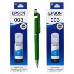 Epson T 003 Cyan Twin Ink Bottle (Pack Of 2) with 3in1 Multi-Function Creative Mobile Phone Stand