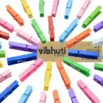 VibhutiCrafts 2 Inch (Extra Small) Natural Wooden Pegs, Clips - Ideal for DIY Activities, Party Decorations, Hobby Crafts, Scrapbooking (Multicolour, 40 Mini)