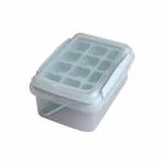 CLASSY TOUCH Plastic Ice Cube Tray with Lid, Bucket and Spoon, Flexible and BPA-Free Square Ice Cubes for Cocktail and Milk Tea.(12 Ice Cube Tray) (Light Blue)