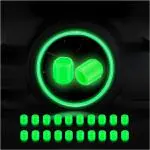 EMPIRE ELEMENTS | Green | Luminous Wheels Cap Tire Valve Stem, Glow Luminous at Night, Air Caps Cover Fluorescent, Illuminated Auto Car Wheel Valve Stem Caps Cover Set of 4 Compatible with Chevorolate Beat