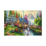 SHASWAT ART Beautiful Natural Scenery Sunset View Painting Sparkle Coated Self Adhesive Wallpaper Without Frame Digital Reprint 24 inch x 36 inch Painting