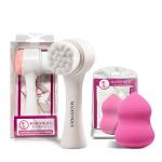Majestique Manual Facial Cleansing Brush with Blender Beauty Makeup Sponge, Silicon Face Brush for Cleaning Double Side Skin Care Facial Cleaning Brush for Deep Pore (Multicolor)