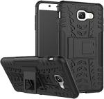 Accessories Kart Samsung J7 Max Black Plastic, Polycarbonate Shockproof Kickstand Back Case Cover