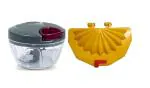 FIRST FRONT Vegetables Plastic Dori Chopper With Solid Plastic Egg Carry Tray Holder and (Multicolour, Pack of 2)
