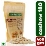 Unisha 100% Natural Premium whole Crunchy Cashew/Kaju nuts 180 (400g)