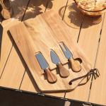 ECOVISTA Wood Cutting Serving Cheese Board with 2Knives and 1 Fork Set Knife, Shaver, Fork Wood Tray with 3-Knife Set Great Gift for Meat Vegetable Kitchen Cheese Boards Cheese Plate Weddings, Housewarming Parties Slate and Cheese Board Set