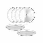 Vinod Stainless Steel Plate - Set of 6, Smokey Grey, Small ( Dia-18.5cm ) Pack of 6 pcs
