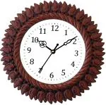 Shrijay Analog 27 cm X 27 cm Wall Clock (Red, Brown, With Glass, Standard)