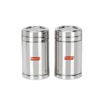 Sumeet Stainless Steel Top See Through / Transparent Lid Circular Vertical Storage Container set of 2pc, 1850 ml Capacity Each, 11.5cm Dia, Silver