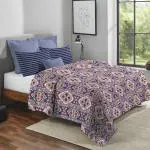 Trident Queen Size Reversible Comforter Blanket 144 Thread Count 100% Cotton Shell with 120 GSM Polyfill Double Bed Comforter Blanket Feather Tales Collection Modern Indigo