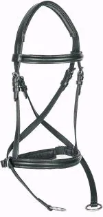 Lussoro Genuine Leather Crossover | Crossunder English Bitless Bridle Headstall with ReinsLussoro Genuine Leather Cross | Cross English Bitless Bridle I Headstall with Reins Size Full