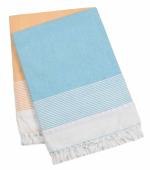 Tharunsha Elite Hand Weaved 100% Pure Cotton Bath Towel for Men and Women / Checkered Bath Towels - Yellow, Blue- Set of 2 (Size 36 x 72 Inch 90 x 180 cm)