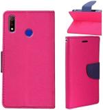 AmericHome Vivo Y85 Pink Artificial Leather, Cloth, Rubber Grip Case Flip Cover