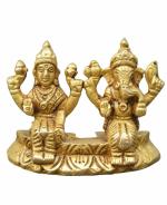 Ganesh Laxmi Small Idol Brass For Collectible Handicraft Art By KALARAMBH