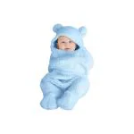 BUMTUM 3-in-1 Hooded Baby Soft Blanket Wrapper| Double Layered Swaddle For New Born Babies(Boys & Girls) 0-6 Months, Travel-Friendly (Sky Blue)