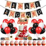 Zyozique Engagment Party Decorations Kit - Paper Banner, Cake Topper, CupCake Topper and Balloons 37 Pcs