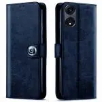 Fastship Oppo CPH2483 / OPPO A78 5G Flip Cover | Full Body Protection | Wallet Stylish Button Magnetic Closure Book Cover Leather Flip Case for Oppo A78 5G - Blue