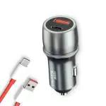 ZIOME 125W Fast Car Charger 8.1A for iPhone,Oneplus, Nothing & Pixel|Supports Dash,Warp,Super Dart,Super VooC,PD|Type C 45W PD/PPS+USB-A Including Type C Cabel [Free Cable Case and Cable Protector]