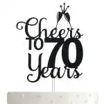 Festiko Gold Glitter The Big 70H Cake Topper 70 Fabulous Cake Topper 70th Birthday Party Decoration Sign Adult Birthday Party Supplies (Gold 70)