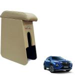 WolkomHome Car Arm Rest Wooden Armrest Beige Color with Cushion & Storage Box for Fronx