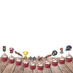 Festiko Race Car Birthday Decorations For Kids Boys Lets Go Racing Party Supplies With Cup Cake Toppers (10 Pcs)