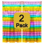 Party Propz Multicolor Foil Unicorn Theme Fringe Foil Rainbow Curtains (Set Of 2)