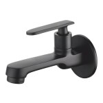 New Ware Bib Cock Brass Faucet | Matt Black Bib Tap for Bathrooms and Kitchen Sink Brass Taps for Home and Bathroom with Wall Flange (5.5 Inch)