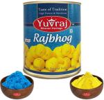Yuvraj Sweets Rajbhog (kesar) 1 kg with Holi gulal 2 colours gifts of Holi Festival Combo