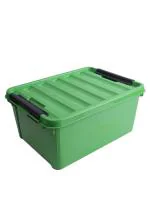 Lock & Lock Inplus Green Rectangular Plastic Easy Clip Storage Box 15 L