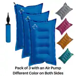 PM Square's Air Inflatable Travel Pillow Pack of 3 With Air Pump For Train, Bus, Camping, Hostel