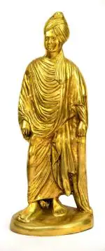Kalarambh Brass Swami Vivekananda Idol Statue Model for Office Home Desk Table Decor Showpiece Collectible Handicraft Art, Yellow, 6 x 4 x 16.5 Inch (L x W x H)